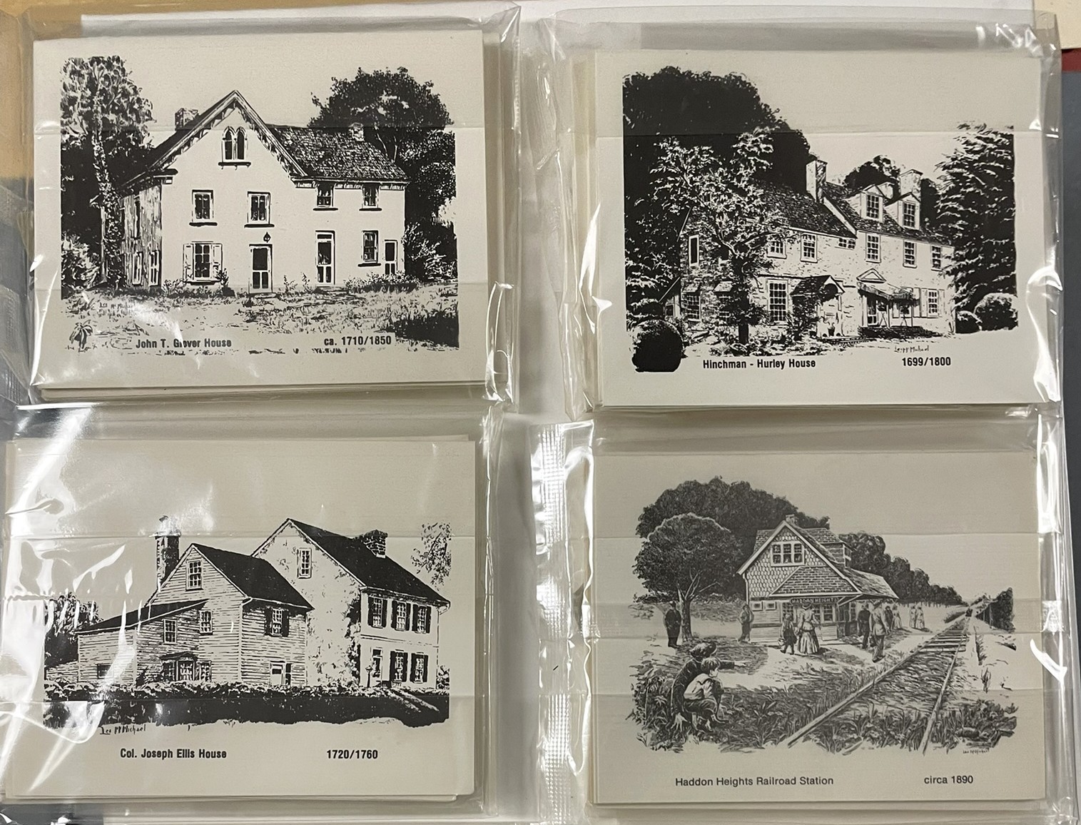 Pack of Haddon Heights note cards featuring historic homes and the railroad station